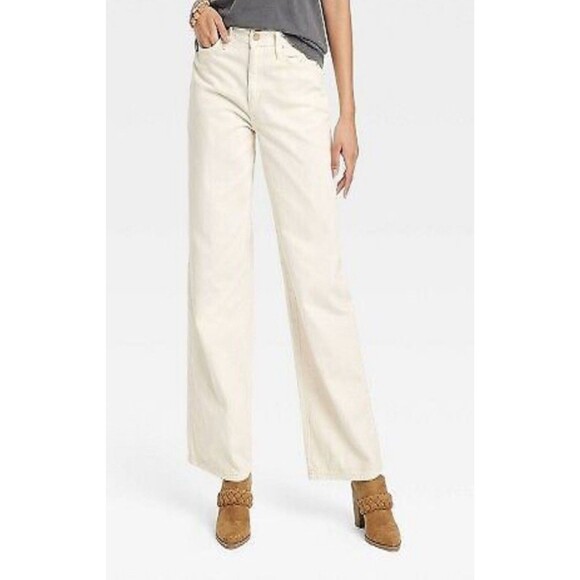 High-Rise Vintage Wide Leg Ankle Jeans - Universal Thread Cream Size 20 2X New - Picture 1 of 9
